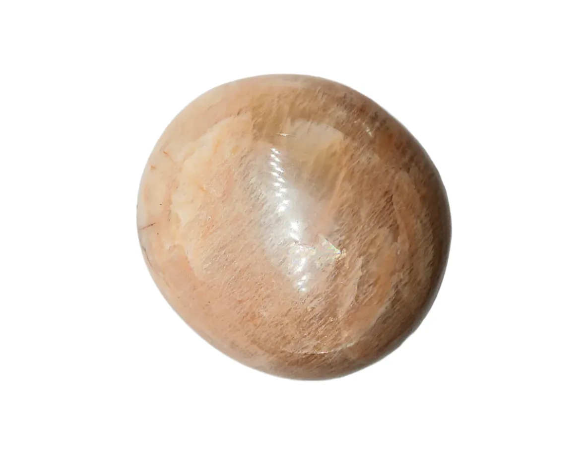 124G Peach Moonstone Crystal Palm Stone