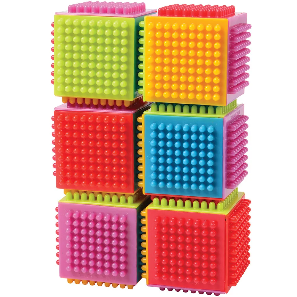 24-Piece Bristle Cubes Building Set | Interlocking 2" Soft Blocks