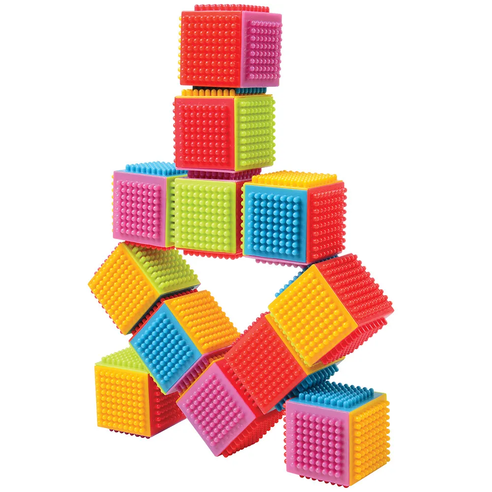 24-Piece Bristle Cubes Building Set | Interlocking 2" Soft Blocks