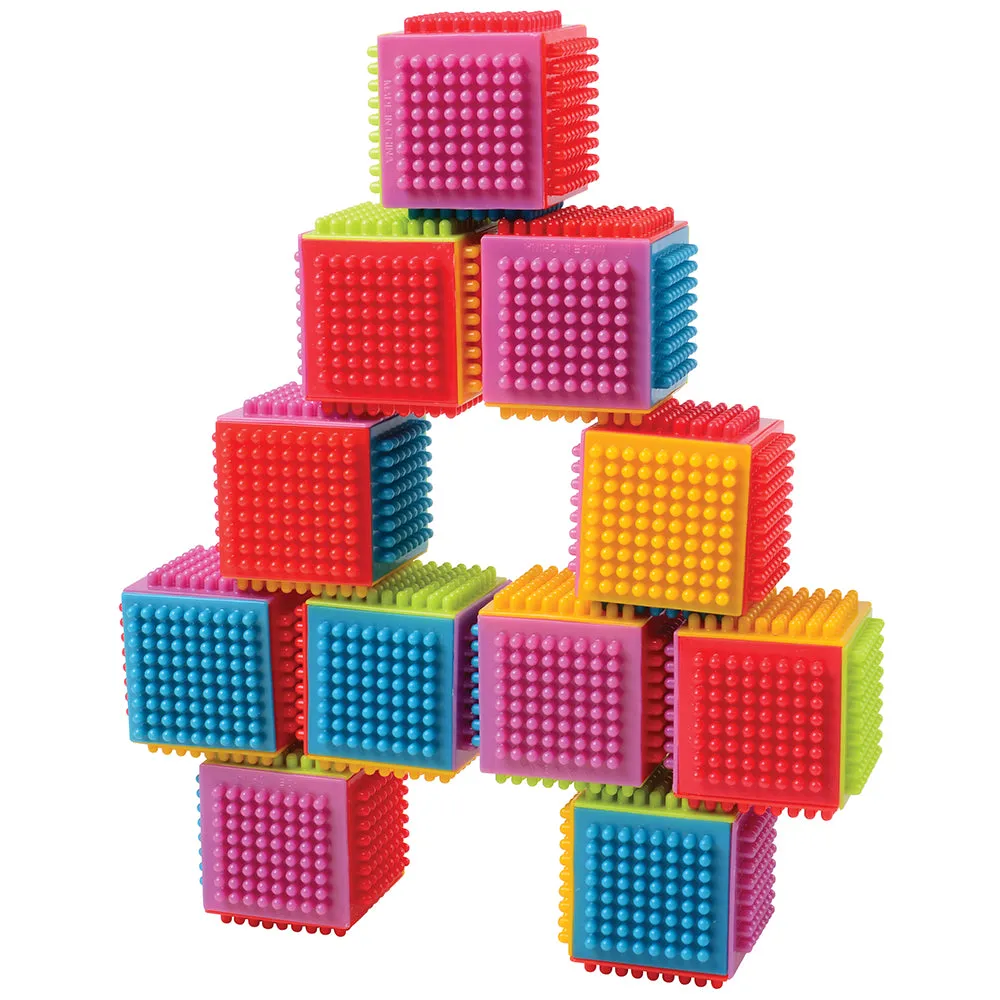 24-Piece Bristle Cubes Building Set | Interlocking 2" Soft Blocks