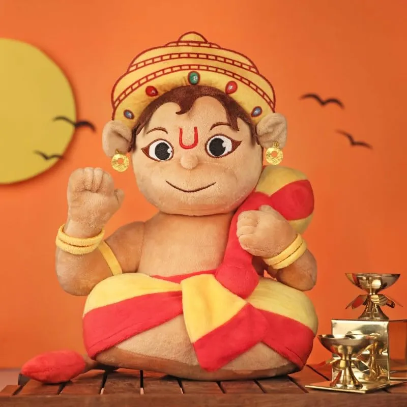 Aurbo Mantra Chanting Baby Lord Hanuman| Cute Musical Plush Toy | Gift for Boys, Girls, Infants, Toddlers, Babies - Kids Educational Learning (Medium, 14 Inches)