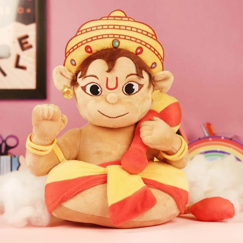Aurbo Mantra Chanting Baby Lord Hanuman| Cute Musical Plush Toy | Gift for Boys, Girls, Infants, Toddlers, Babies - Kids Educational Learning (Medium, 14 Inches)