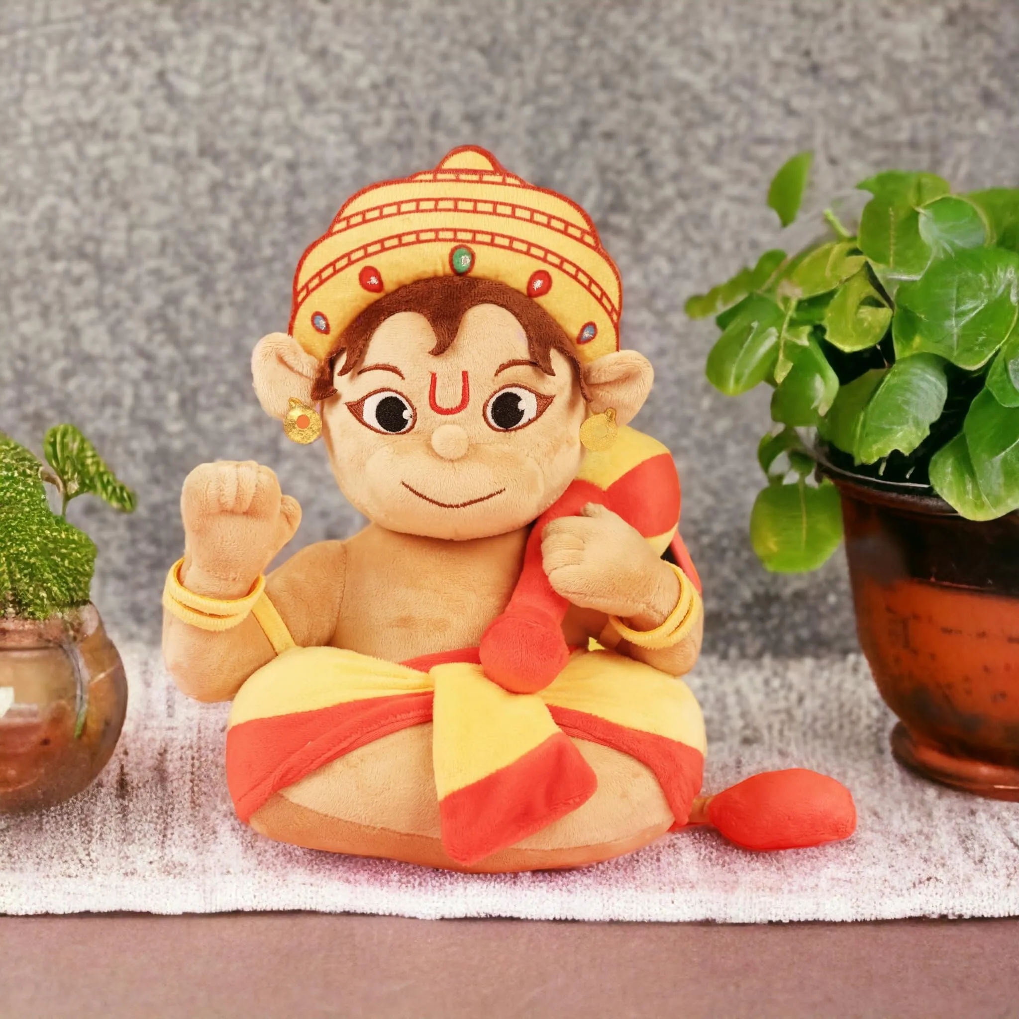Aurbo Mantra Chanting Baby Lord Hanuman| Cute Musical Plush Toy | Gift for Boys, Girls, Infants, Toddlers, Babies - Kids Educational Learning (Medium, 14 Inches)