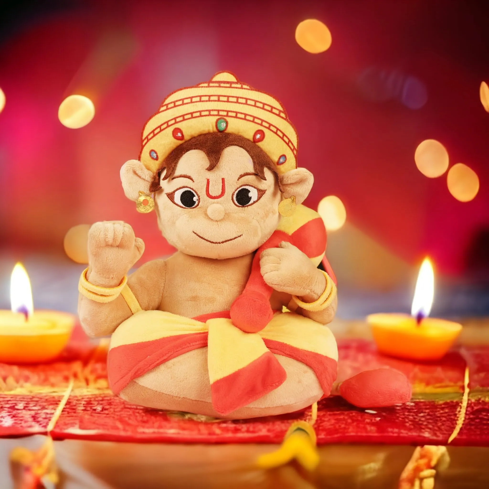 Aurbo Mantra Chanting Baby Lord Hanuman| Cute Musical Plush Toy | Gift for Boys, Girls, Infants, Toddlers, Babies - Kids Educational Learning (Medium, 14 Inches)