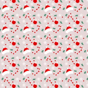 Christmas Hat Cotton Curtain Fabric - Red