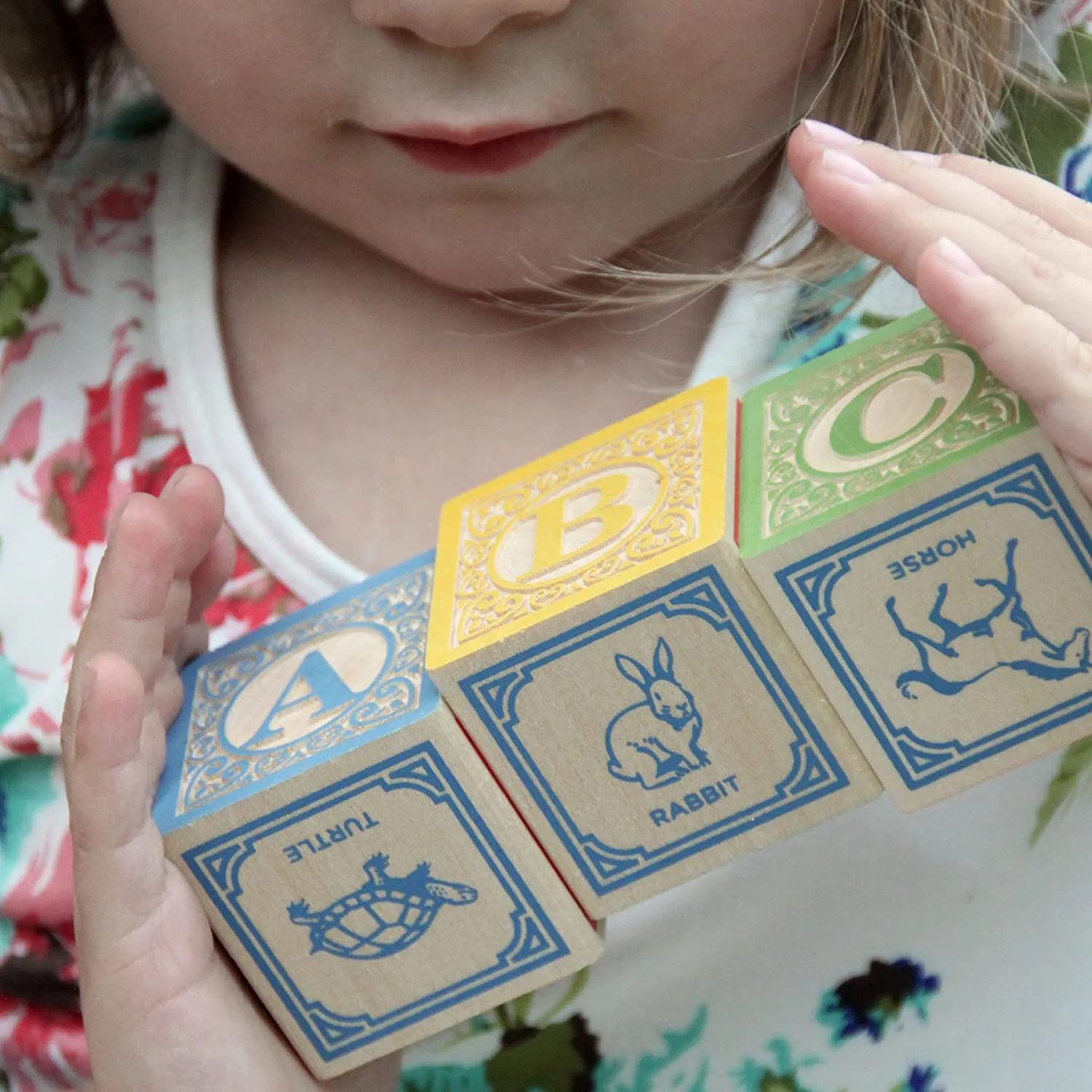 Classic ABC Wooden Blocks with Pull Wagon