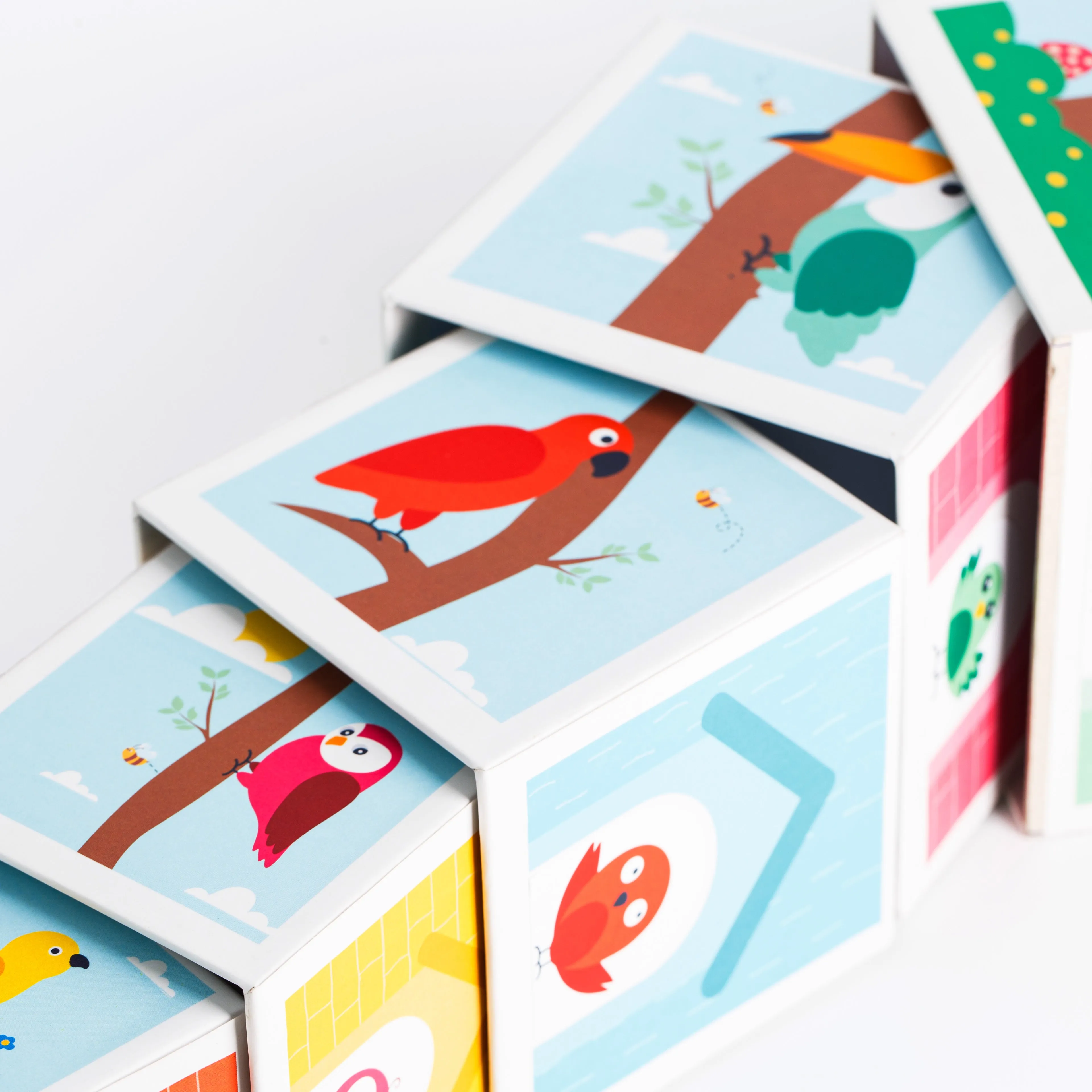 Cots and Cuddles Nature Birds Theme 5 Layer Stacking Cube for Kids Age 1 