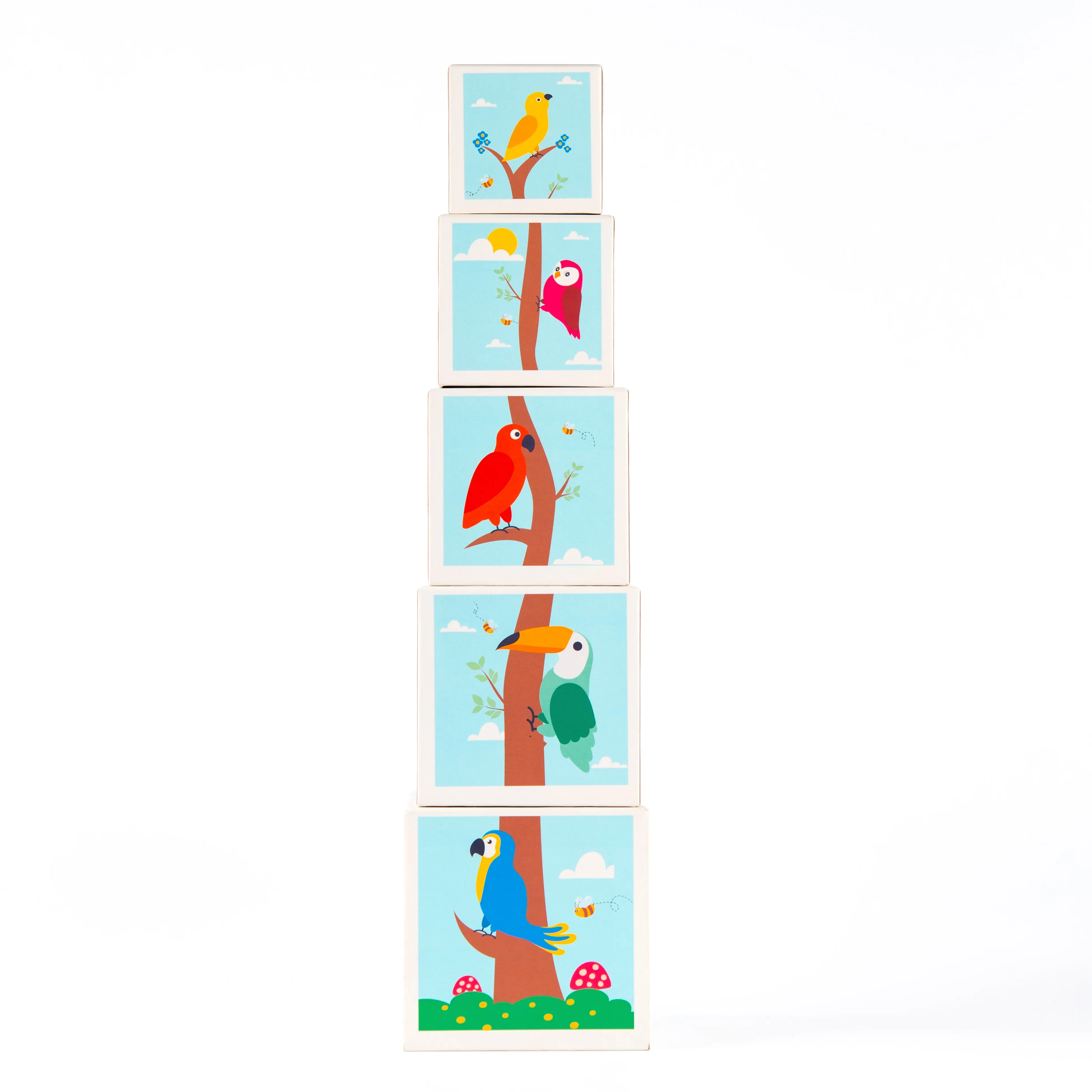 Cots and Cuddles Nature Birds Theme 5 Layer Stacking Cube for Kids Age 1 