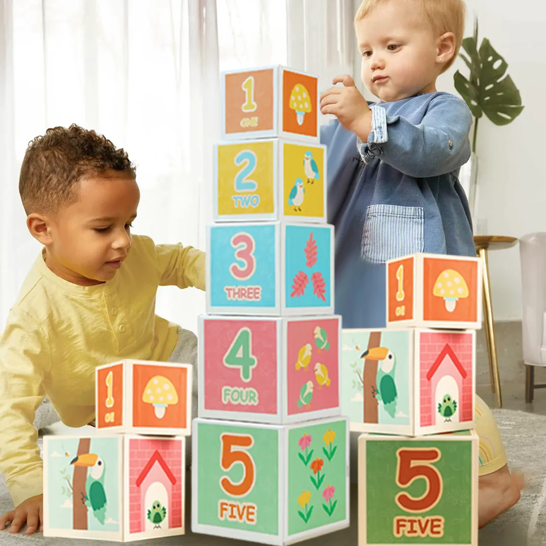 Cots and Cuddles Nature Birds Theme 5 Layer Stacking Cube for Kids Age 1 
