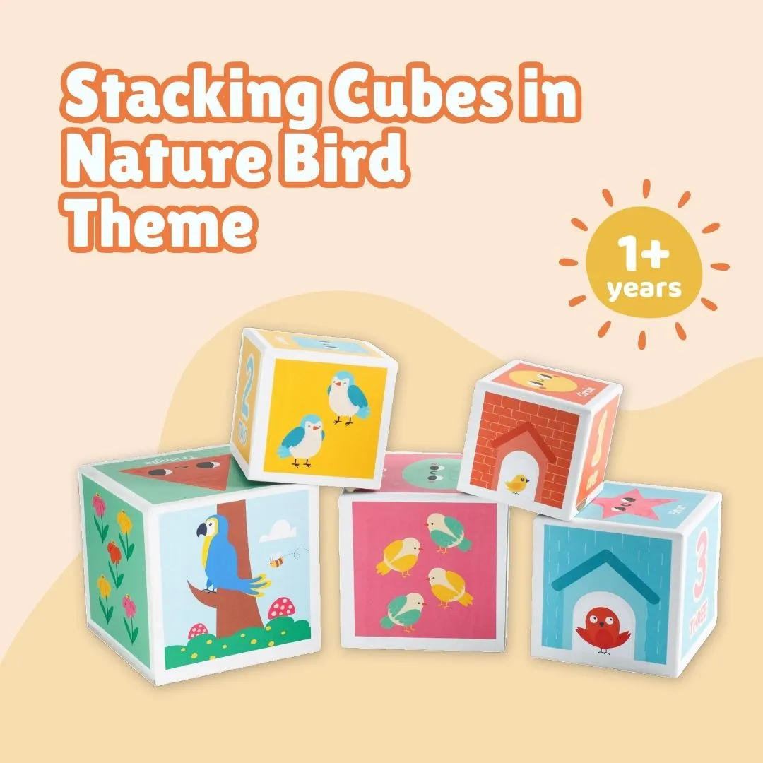 Cots and Cuddles Nature Birds Theme 5 Layer Stacking Cube for Kids Age 1 