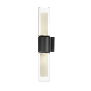 Dram 23 in. 2 Lights LED Outdoor Wall Sconce Black Finish