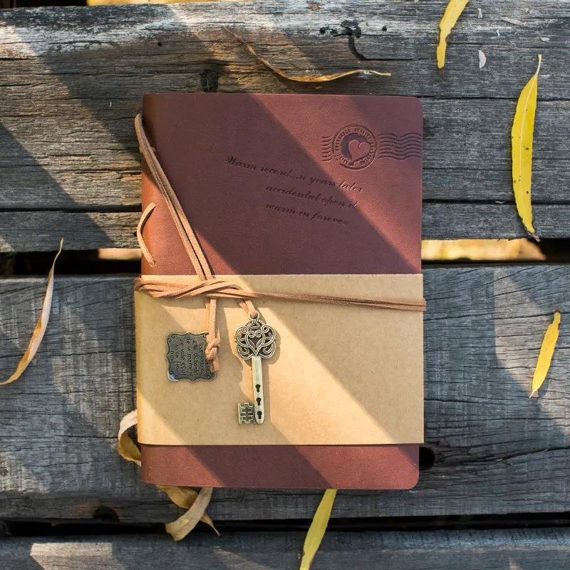 Enchanting European Retro Travel Diary: Leather-Bound Kraft Notebook