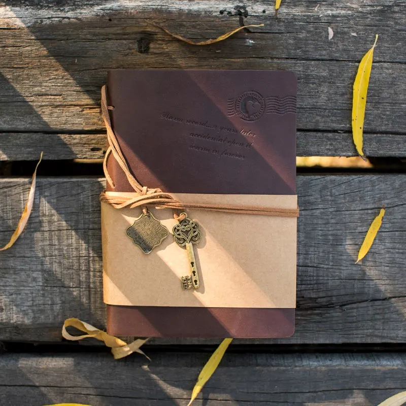 Enchanting European Retro Travel Diary: Leather-Bound Kraft Notebook