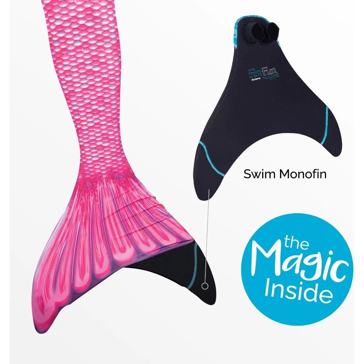 Fin Fun Mermaid Tail with Monofin Malibu Pink Adult Small