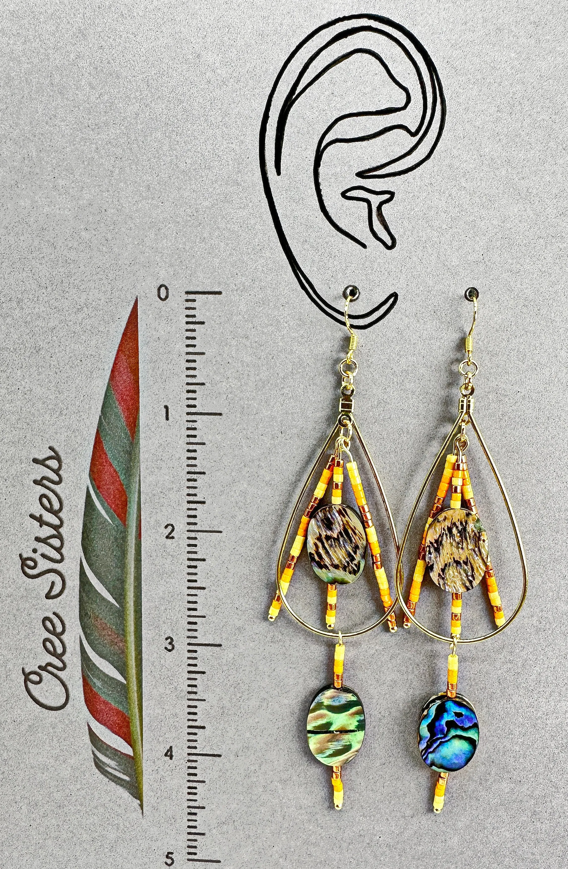 Indigenous Handcrafted Earrings - Beaded w/ Abalone