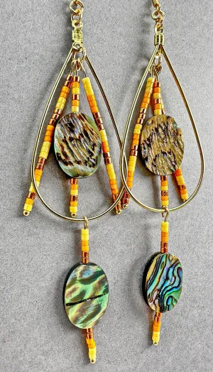 Indigenous Handcrafted Earrings - Beaded w/ Abalone