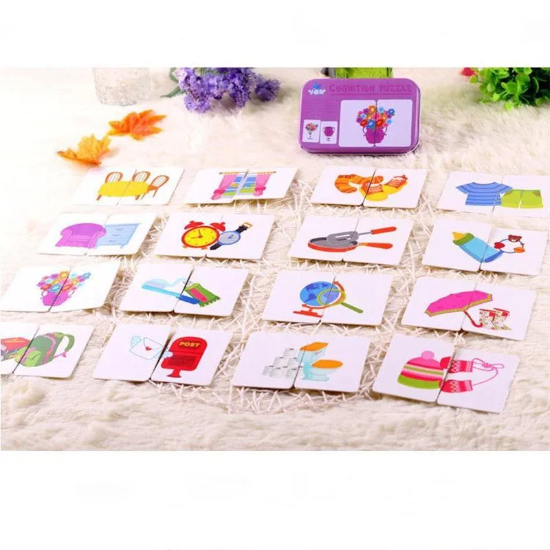 Kids  Puzzle Toys Animals Fruit Graph Match Card Game Early Educational Materials Double-sided Puzzle Toy For Children