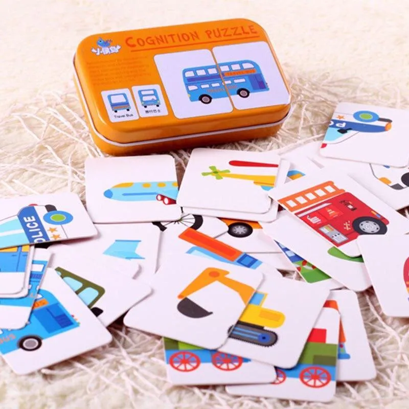 Kids  Puzzle Toys Animals Fruit Graph Match Card Game Early Educational Materials Double-sided Puzzle Toy For Children