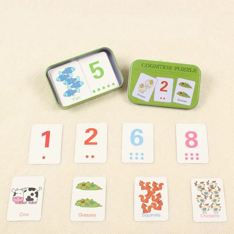 Kids  Puzzle Toys Animals Fruit Graph Match Card Game Early Educational Materials Double-sided Puzzle Toy For Children