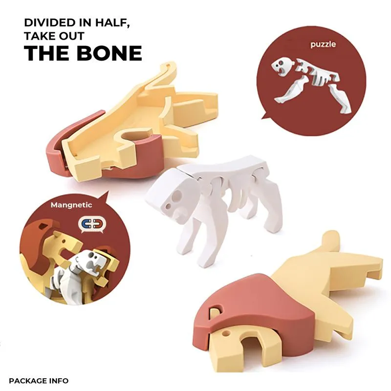 Lion | Halftoys Magnetic 3D Jigsaw Puzzle Animal Educational Toy for Age 3 