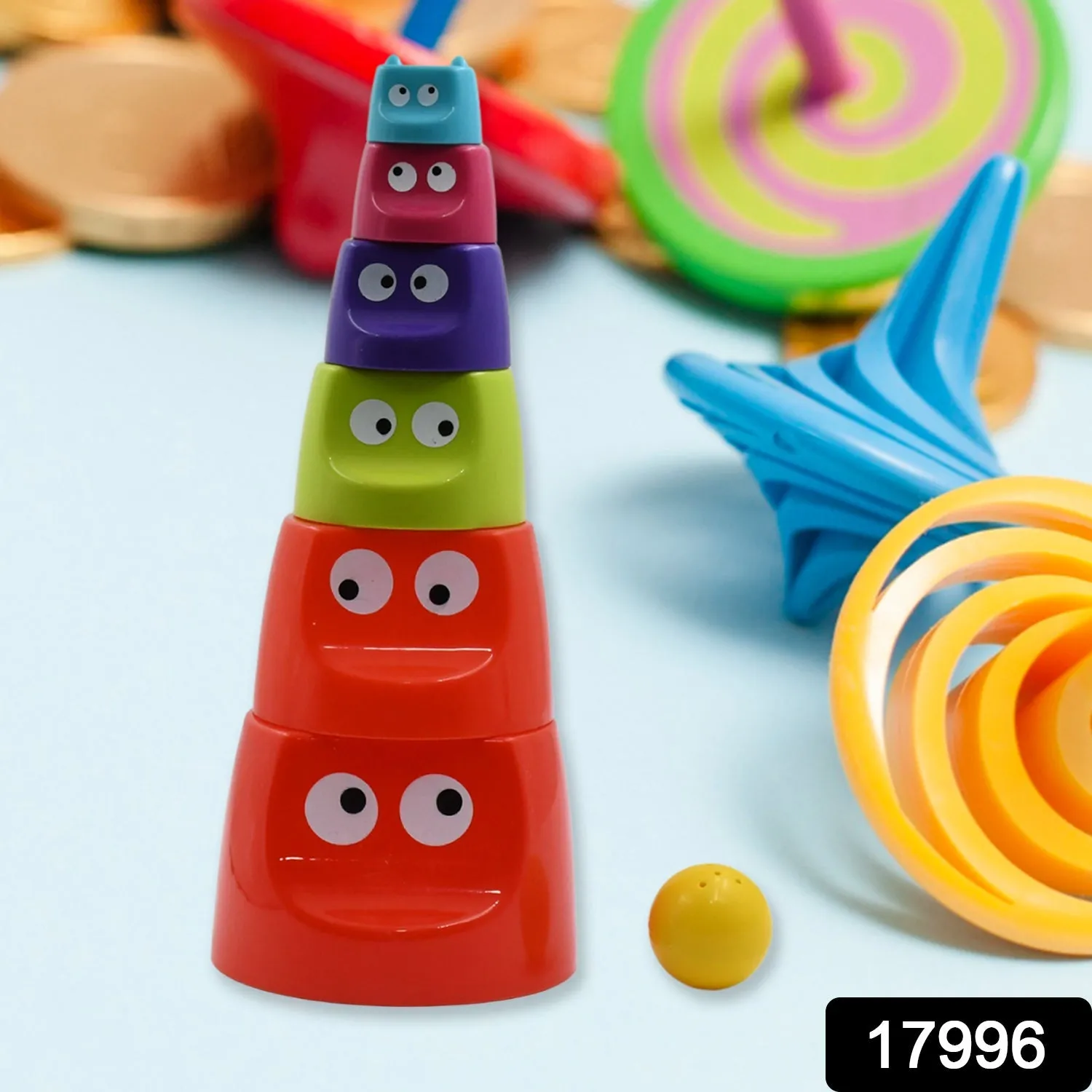 Monster Cups - Activity Toy for Babies 5  Months Plastic Multicolor Infant & Preschool Toys Develops Motor & Reasoning Skills Birthday Gifts for Boys Girls Age 5  Months Kids (1 Set)