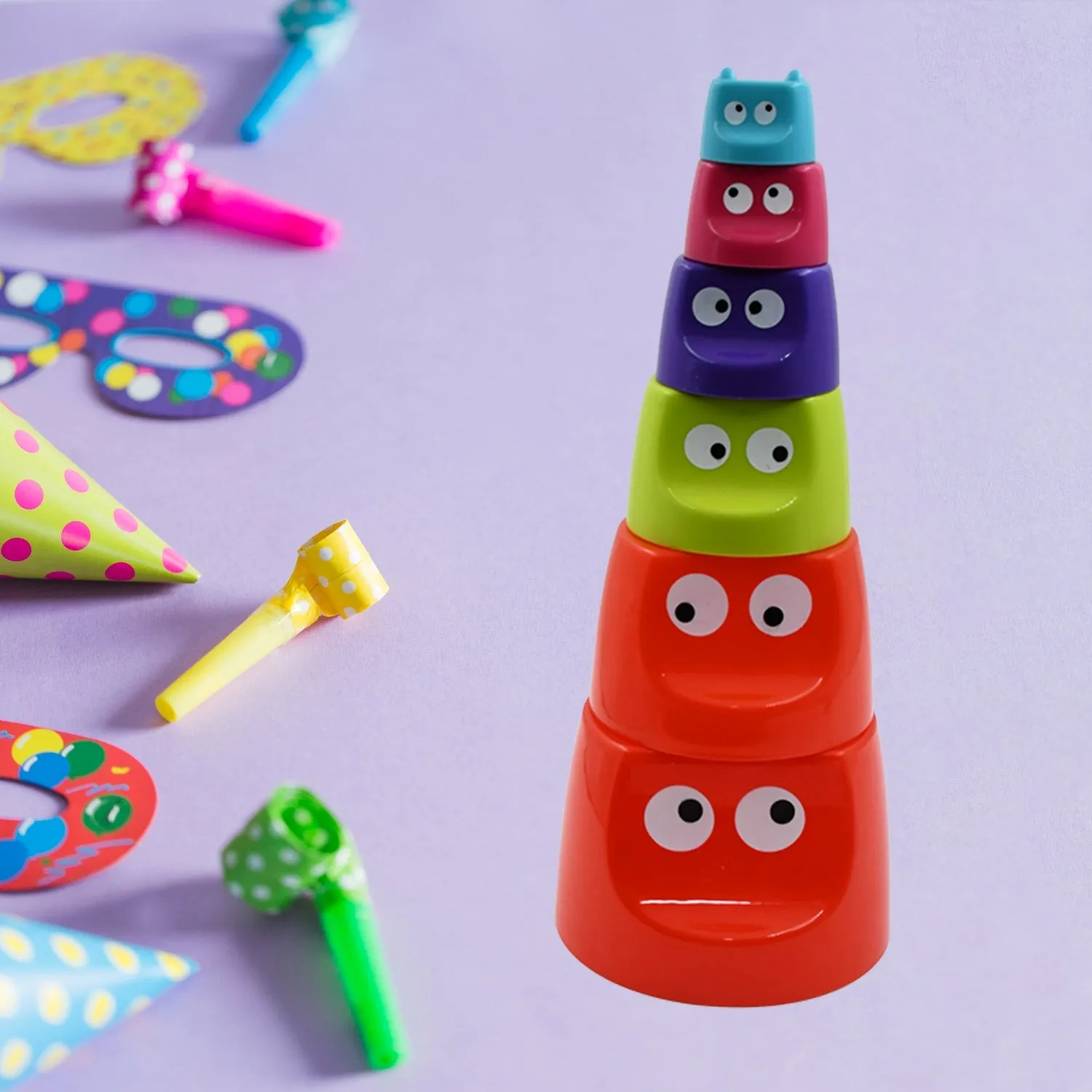 Monster Cups - Activity Toy for Babies 5  Months Plastic Multicolor Infant & Preschool Toys Develops Motor & Reasoning Skills Birthday Gifts for Boys Girls Age 5  Months Kids (1 Set)