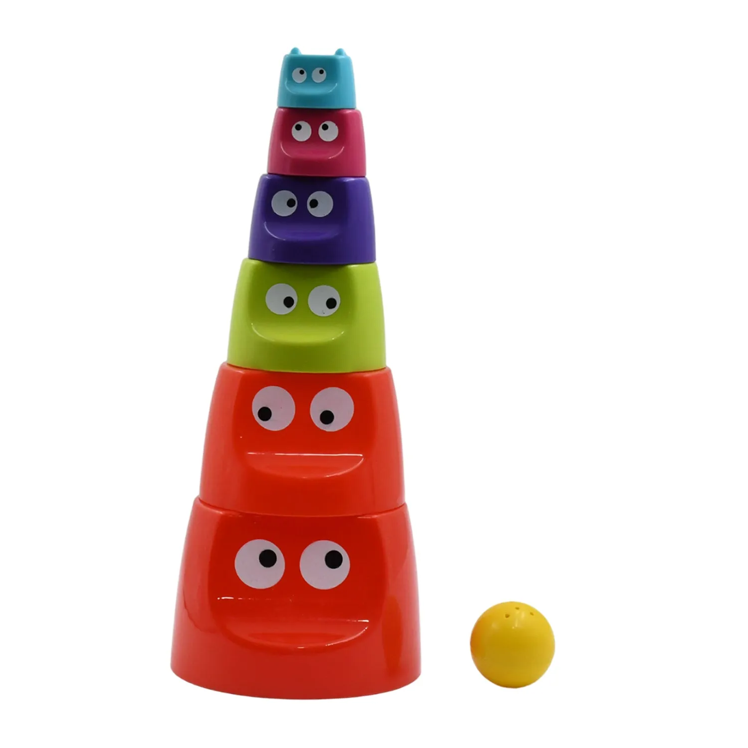 Monster Cups - Activity Toy for Babies 5  Months Plastic Multicolor Infant & Preschool Toys Develops Motor & Reasoning Skills Birthday Gifts for Boys Girls Age 5  Months Kids (1 Set)