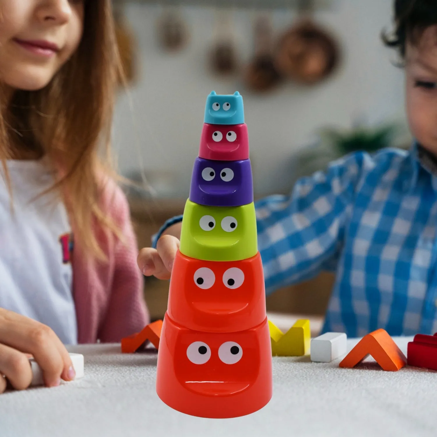 Monster Cups - Activity Toy for Babies 5  Months Plastic Multicolor Infant & Preschool Toys Develops Motor & Reasoning Skills Birthday Gifts for Boys Girls Age 5  Months Kids (1 Set)
