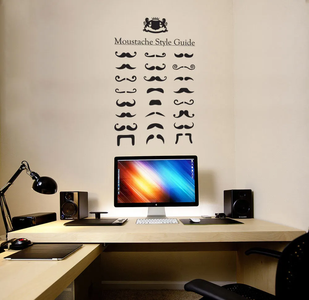Moustache style guide wall sticker