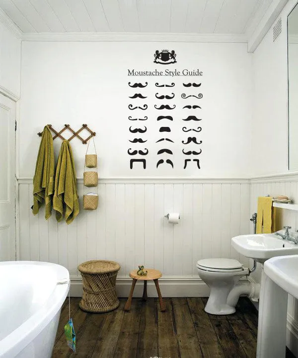 Moustache style guide wall sticker