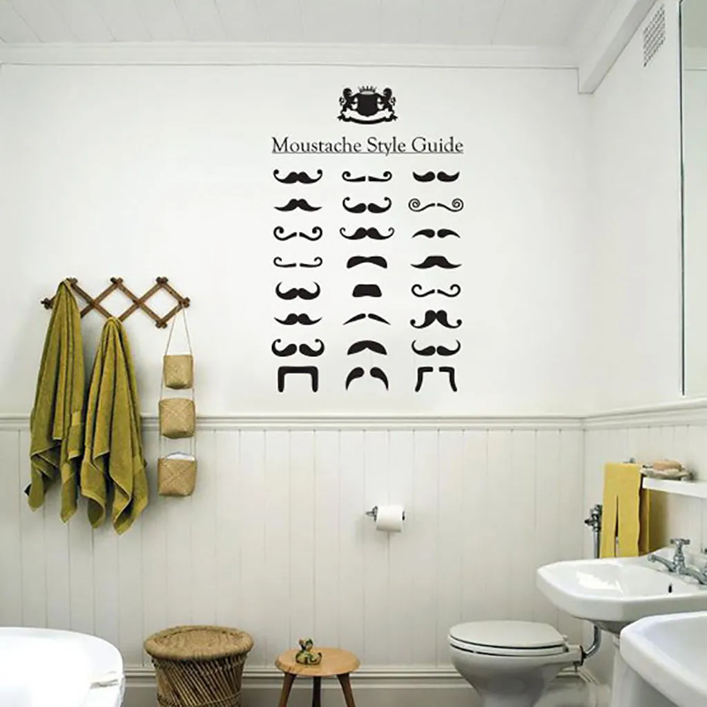 Moustache style guide wall sticker