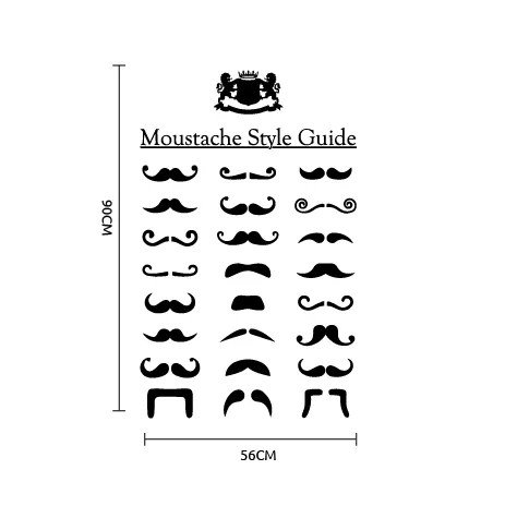 Moustache style guide wall sticker