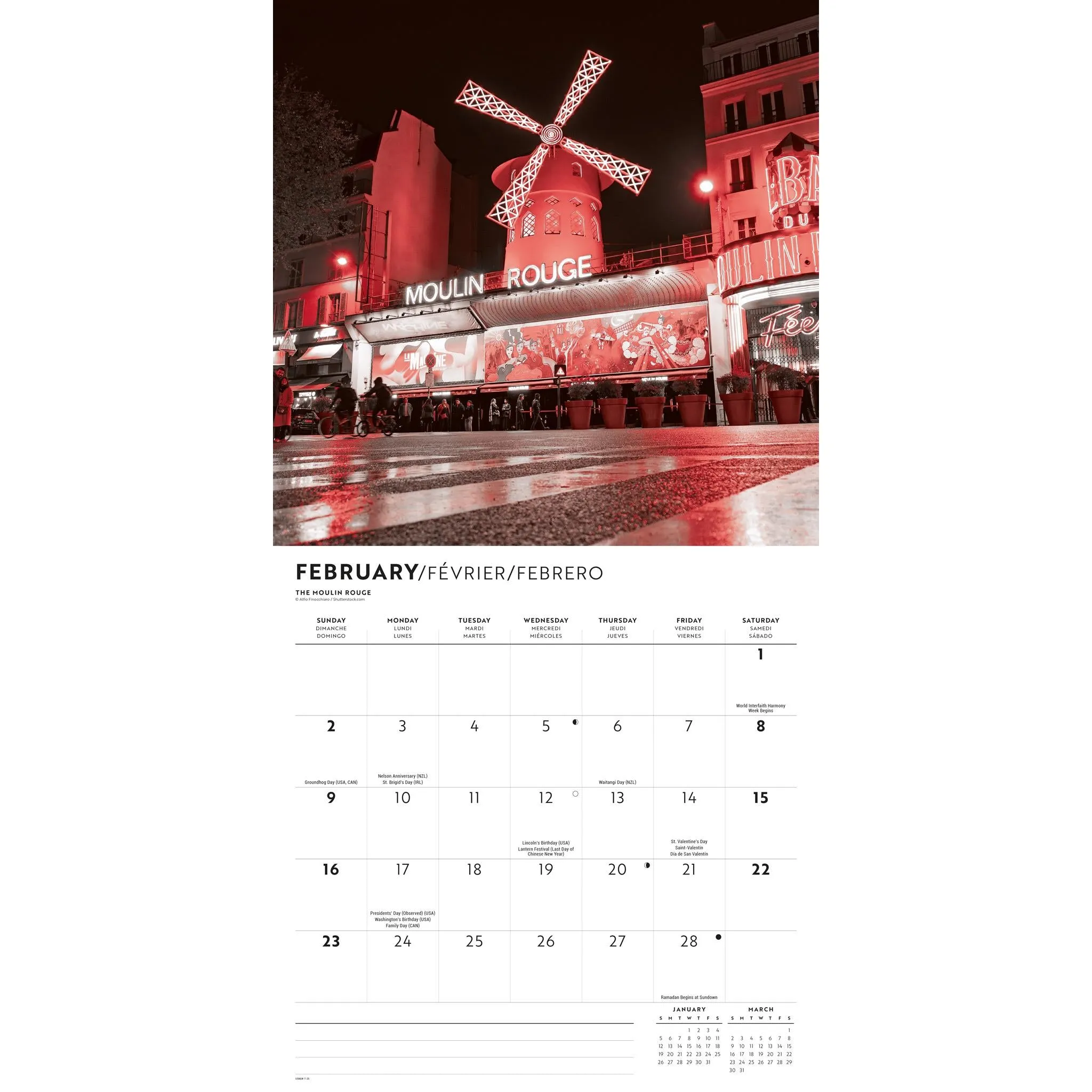 Paris Lux Wall 2025 Calendar