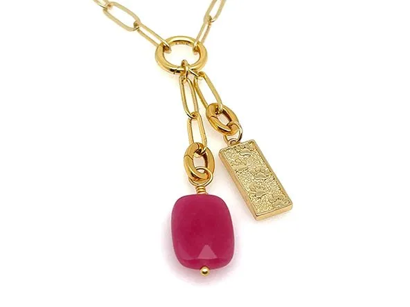 Vintage | Rectangle Pink Opal Pendant
