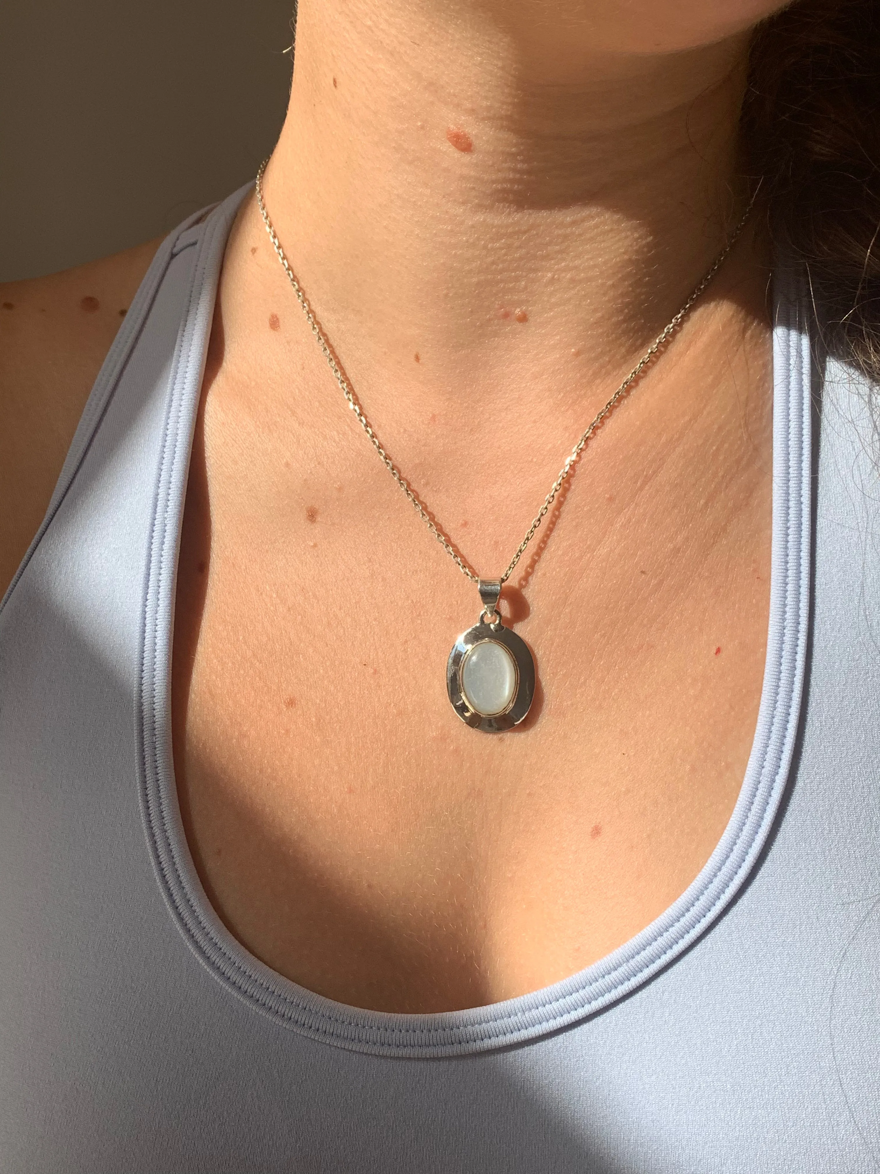 White Moonstone Medea Pendant - Small Oval